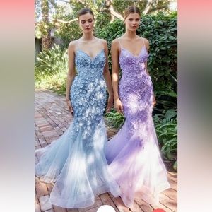 Andrea & Leo Purple Prom Dress Trumpet Mermaid
